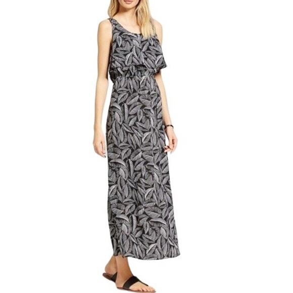 Merona Sleeveless Flounce Top Tropical Maxi Dress, Black White Size XL - Picture 1 of 9